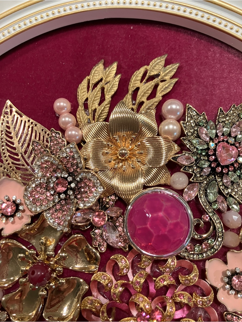 Gold and Pink Floral Embellished Wall Frame - Home Accent - Picture 7 of 15